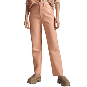 AGOLDE 'NWT 90s Pinch Waist Leather Pants in Lipgloss Nude Sz 29